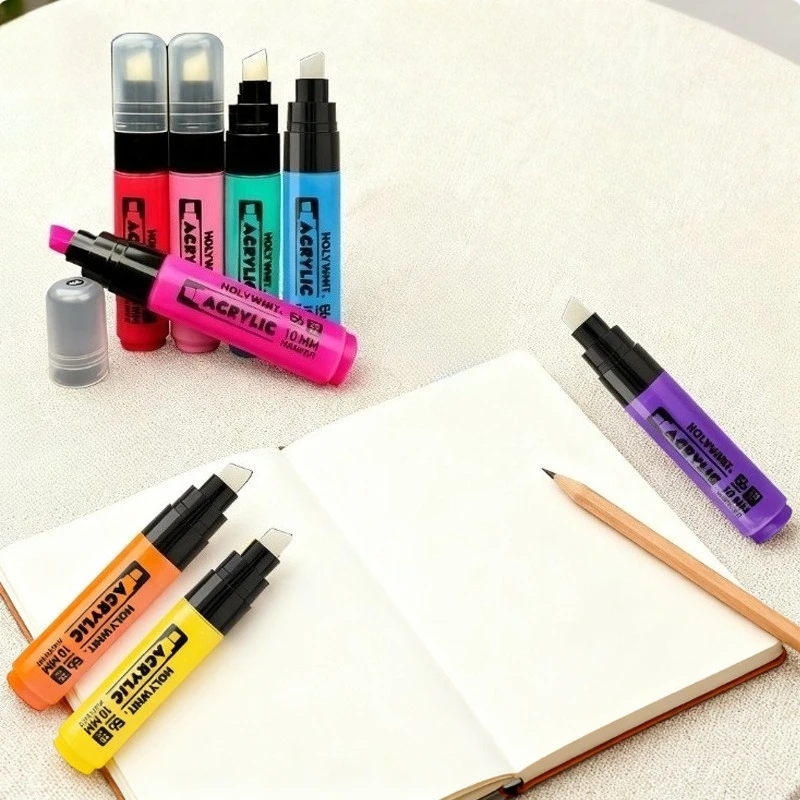 

Акриловый маркер на водной основе, 10 мм, с косой головкой, водонепроницаемый, можно добавить чернила, живопись, граффити, дизайн плаката, сделай сам, украшение ручной работы