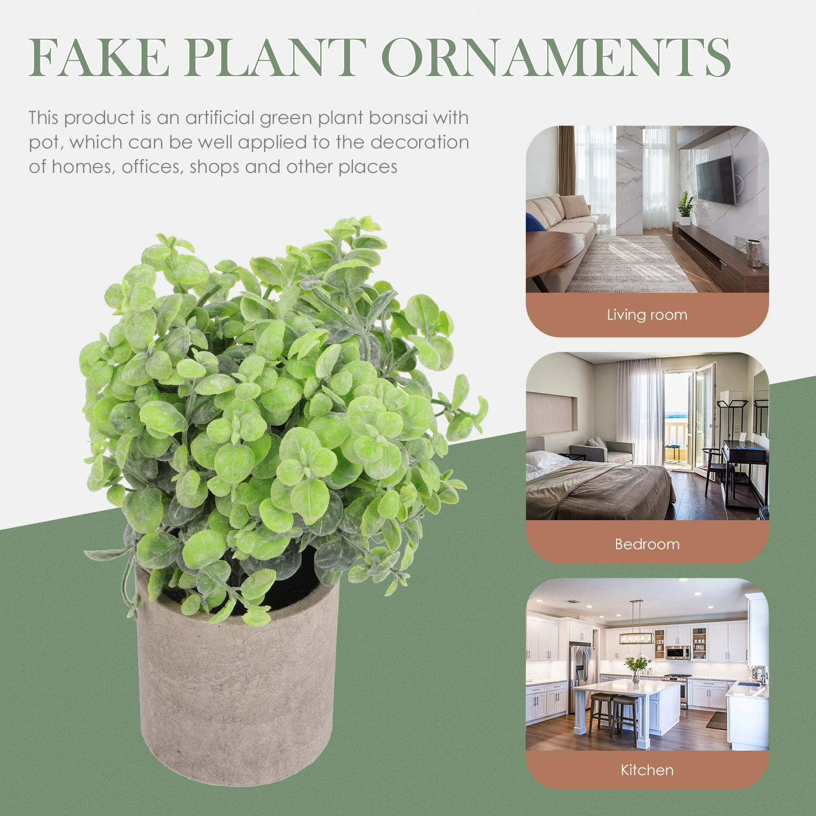 

3pcs Simulation Green Plants Artificial Small Bonsai For Home Office Decor Desktop Adornments Fake Potted Plants Indoor