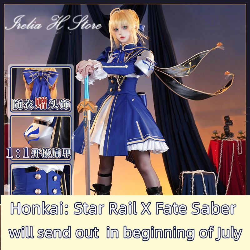 

Irelia H Honkai: Star Rail Fate Saber Altria Pendragon Cosplay Costume for women uniform dress game halloween cape