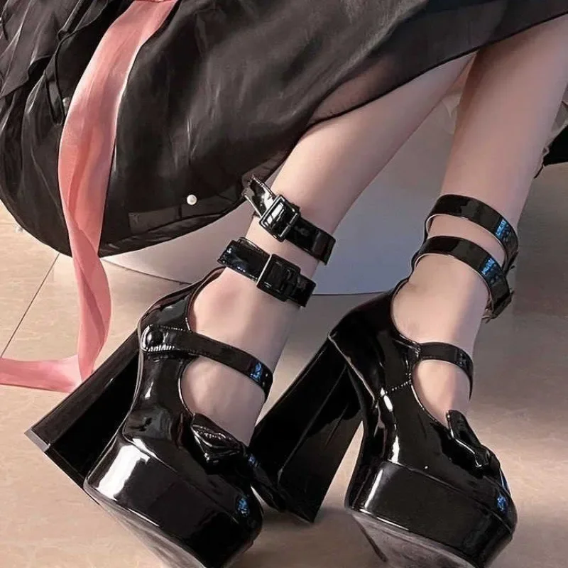 Platforma Lolita Shoes Summer Hot 2023, Buckle Strap Platform Heels Pumps Bowknot Kawaii Cute Pink Mary Janes Women Heels Pumps