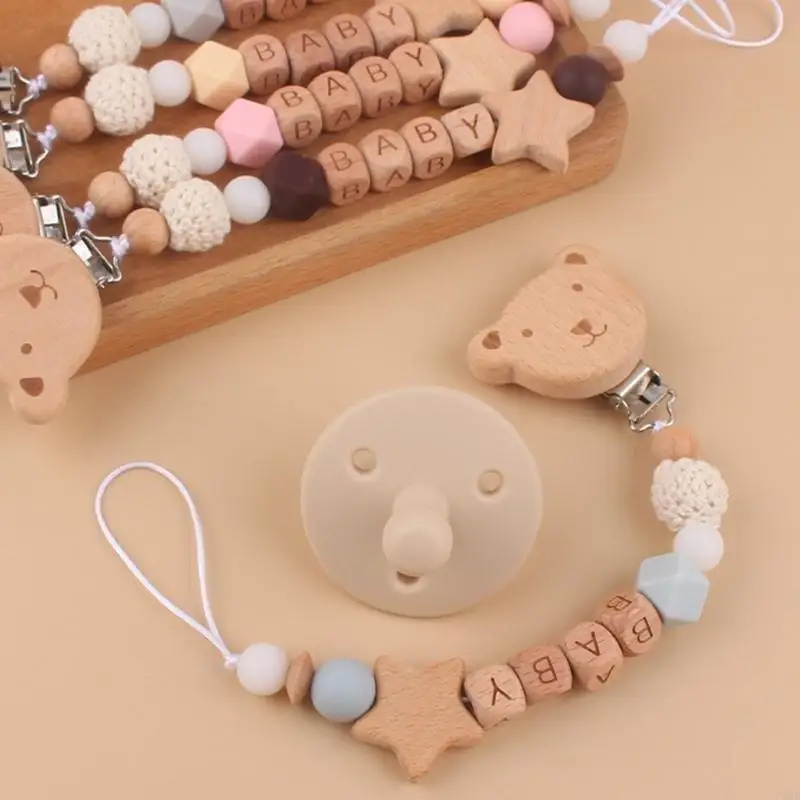 مصاصة مطرزة بسلسلة لعبة المضغ منظم لهاية من السيليكون هدية استحمام للرضع L8RB #5
