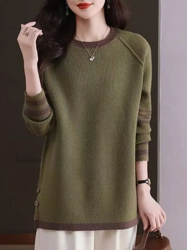 plus Size Knitted Sweater Long Sleeve Fashionable Design Korean Style Autumn New Arrival for plus Size Women High Waist Casua...