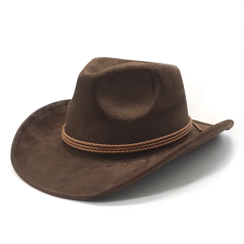 

Unisex All-Season Simple Cowboy Hat - Cotton-Poly Curved Brim Hat (57-58cm) with Triple Braided Band