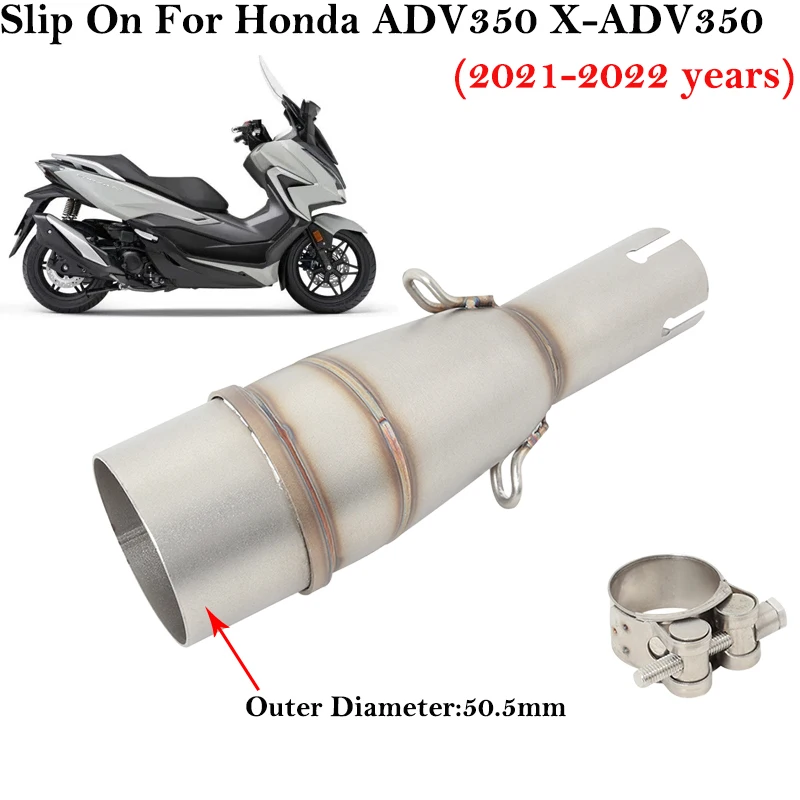 

Slip-On For Honda ADV350 ADV 350 ADV-350 2021 - 2022 Motorcycle Modify Exhaust Escape Moto Mid Link Pipe Connect 51mm Muffler