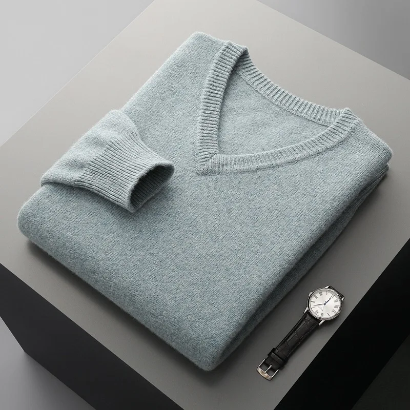 شتاء جديد% رداء علوي من الصوف الرجال سبعة إبرة مزدوجة الطبقات سميكة بلون البلوز رداء علوي من الصوف محبوك Bas #4