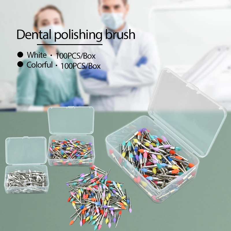 

100Pcs Dental Polishing Brushes Pointed Head Teeth Polisher for Low-Speed Machine Colorful/white Dental Materials