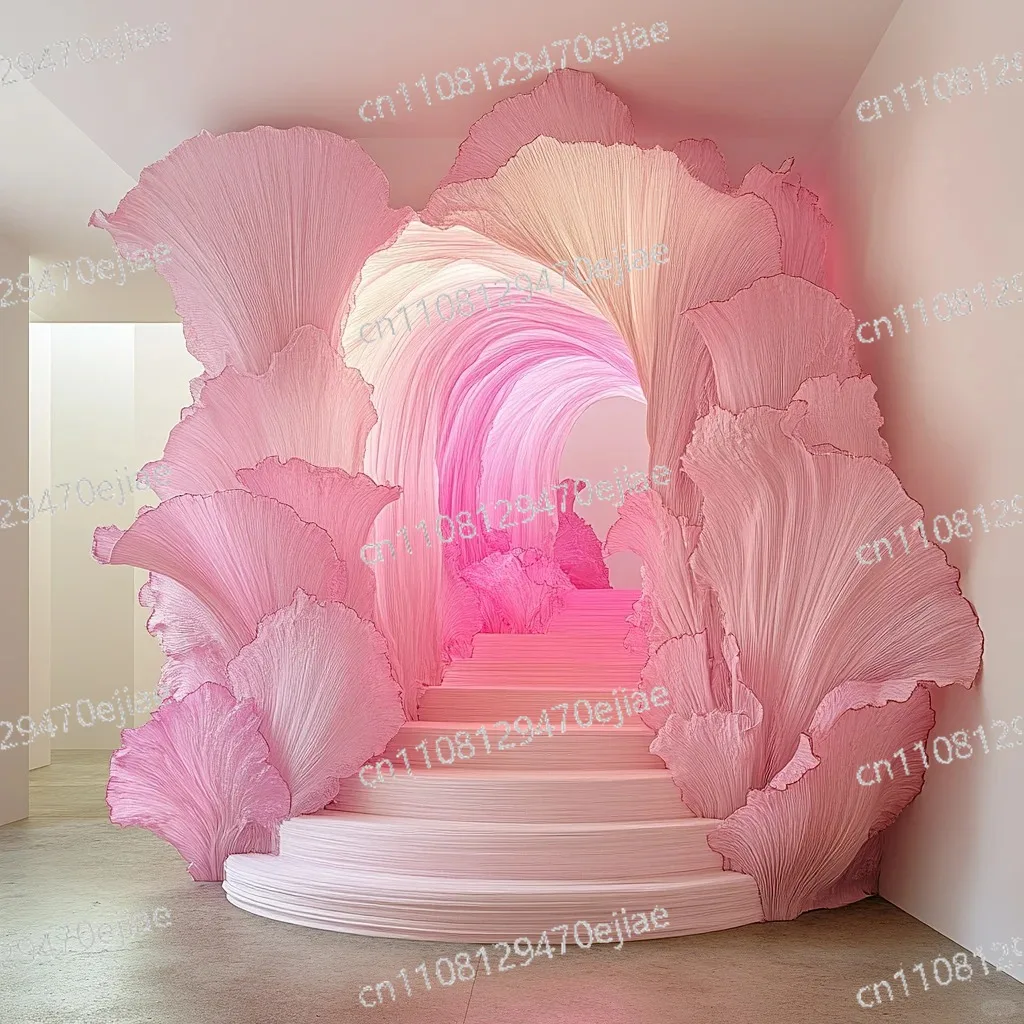 ZA-034 Color Artificial Custom Pink Silk Flower Wave Indoor Display Wedding Window Shop Event
