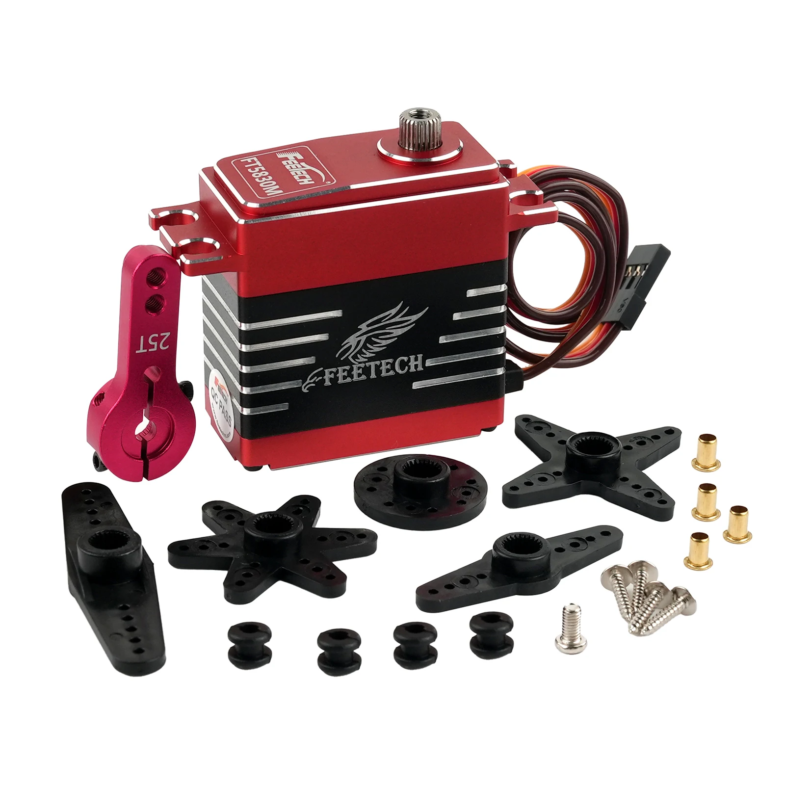 เซอร์โวมอเตอร์ดิจิตอล FT5830M 30 กก.ซม. 180 องศา ความเร็วสูง PWM เกียร์โลหะ พร้อมแขนฮอร์น 25T สำหรับ DIY รถบังคับวิทยุขนาด 1/8 1/10 หุ่นยนต์ รถบรรทุก