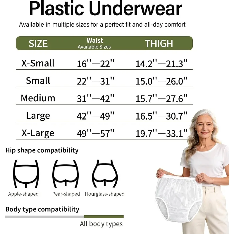 Adult Incontinence Plastic Pants TPU Water Resistant Reusable Diaper Cover Leakproof Underpant Special Need Underwear Briefs 2Pc