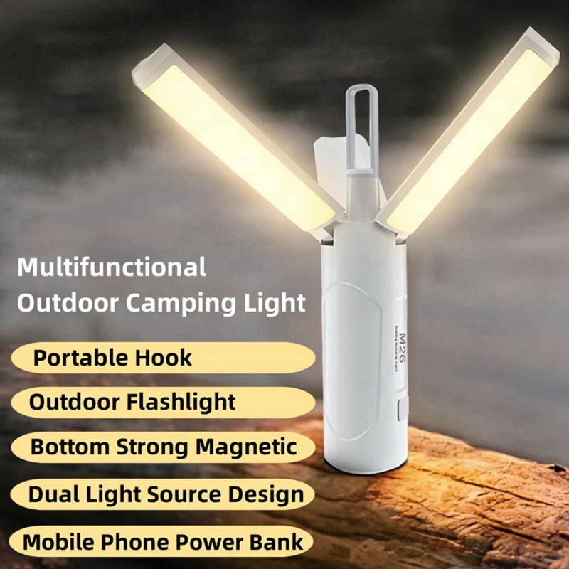 Linterna de Camping plegable 2000Mah iluminación exterior portátil linterna tienda luz recargable blanco