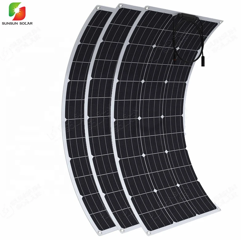 100W 18V ETFE Semi-Flexible Solar Panels, Monocrystalline Waterproof Off Grid Charger RV Camping