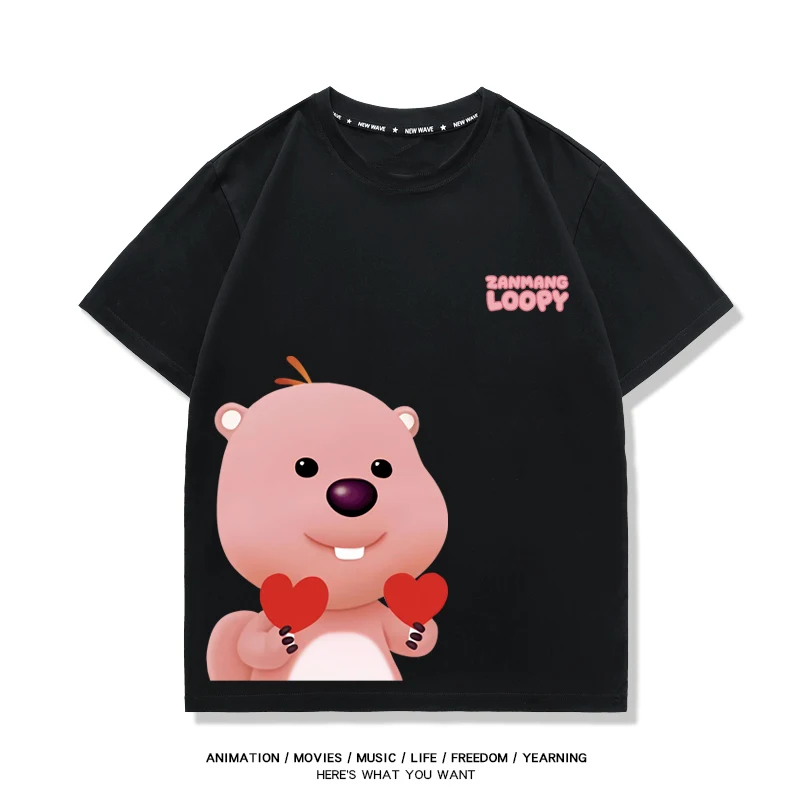 New Summer Korean Kawaii Cartoon character Loopy 100 Cotton T-Shirts  Child Clothes Kids Casual Style Fashion Tees Tops ﻿