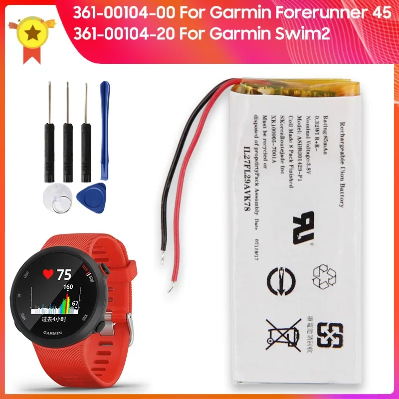 361-00104-20 361-00104-00 For Garmin Swim 2 Swim2 Forerunner 45 Replacement Battery High Quality Batteries With Tool