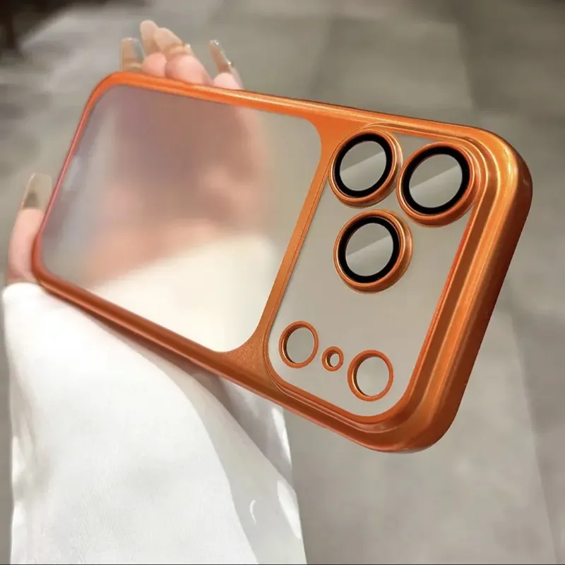 Luxuriöse Nano-Matt-Transluzente Hülle für iPhone 18 17 16 Plus 15 14 13 Pro Max mit Linsenschutz und Matter Rückseite, Hartschale – Detail 3