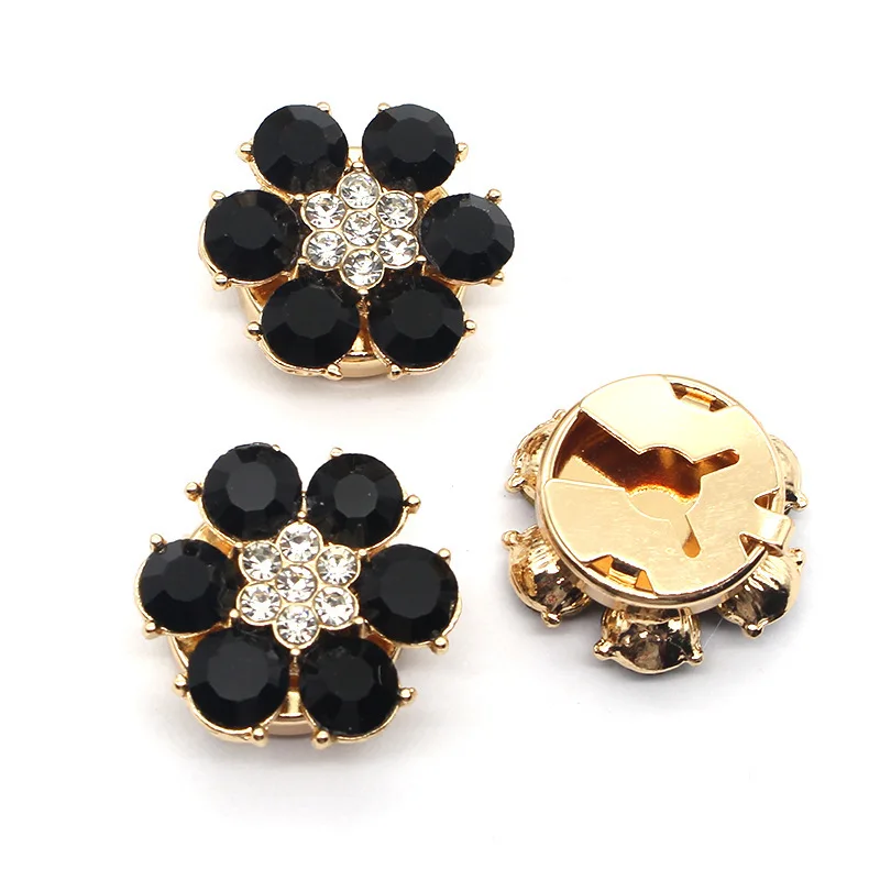 1PCS Cross Border Hot Sale Korean Style Rhinestone Flower Shirt Collar Decorative Clips Shirt Cufflinks Rhinestone Cover Sets