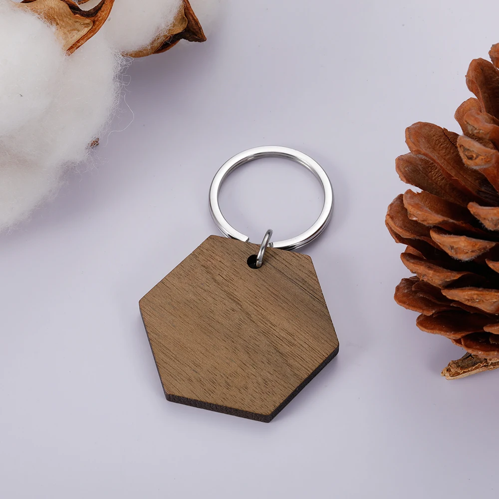 50pcs Blank Wood Keychain Dog Cat Tag Wooden Pet ID Tags Dog ID Collar Pendants Wood Keyring Handwork DIY Charm Accessories