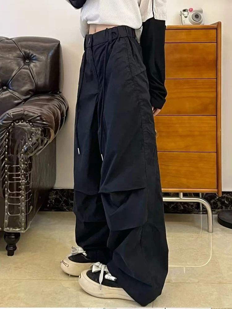 Pantalon Cargo Vintage américain pour femmes, Y2K, taille haute, Streetwear, ample, jambes larges, couleur unie, Baggy, droit, nouvelle collection automne