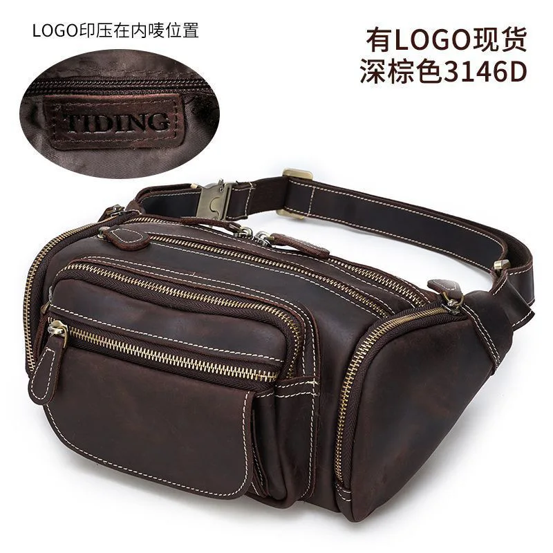 

Мужская поясная сумка из натуральной кожи, поясная сумка из натуральной телячьей кожи, кожаные поясные сумки с несколькими карманами, винтажная мужская поясная сумка