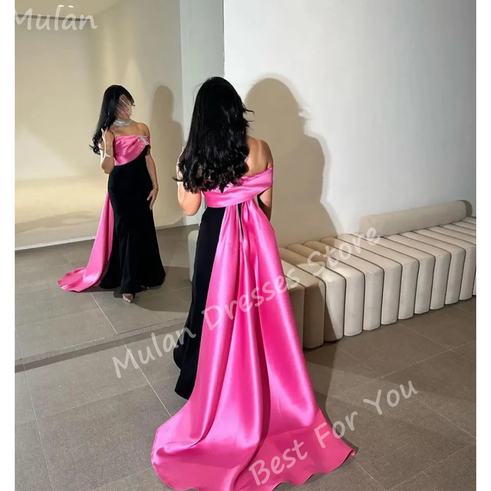 ชุดราตรีลูกปัดยาวหรูหราสั่งตัดได้สำหรับผู้หญิง ผ้าซาตินทรงเมอร์เมดยาวกรอมพื้น สำหรับงานพิเศษ งานพรอม งานปาร์ตี้ งานแต่งงาน ปี 2025