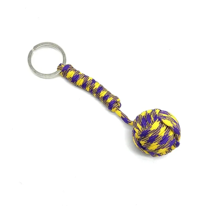 การอยู่รอดกลางแจ้งยุทธวิธี Self-Defense Ball จี้พวงกุญแจทอ Paracord Lanyard ทหารเชือกร่มชูชีพพวงกุญแจ