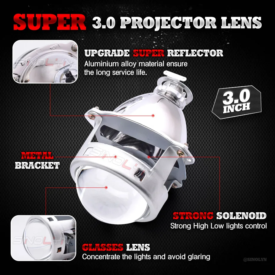 3 Inch Bi Xenon Projector Lenses For H7 H4 Reflector Headlights Angel Eyes Turn Signal H1 Xenon Lens Car Lights Car Accessories