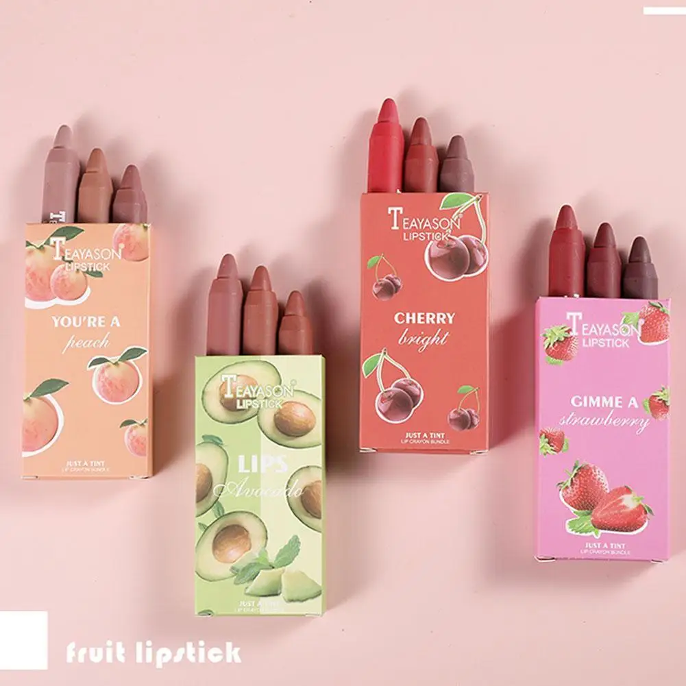 3 ชิ้น/เซ็ต Velvet Matte ลิปสติกปากกา Moisturizing Non-stick Cup ลิปสติกแต่งหน้ากันน้ํา Nude Crayon ลิปสติก Lip Liner ดินสอ