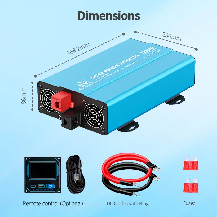 1500W Pure Sine Wave Car Power Inverter | 12V DC to 110V/220V AC | RV/Truck/Outdoor Converter Fast Charge Overload Protection