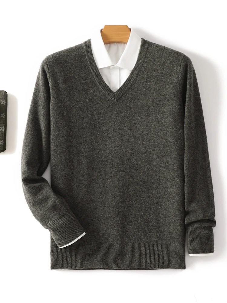 100% lã merino camisola homem simples com decote em v básico lã pulôver outono inverno macio quente jumper casual elegante malhas popular topo