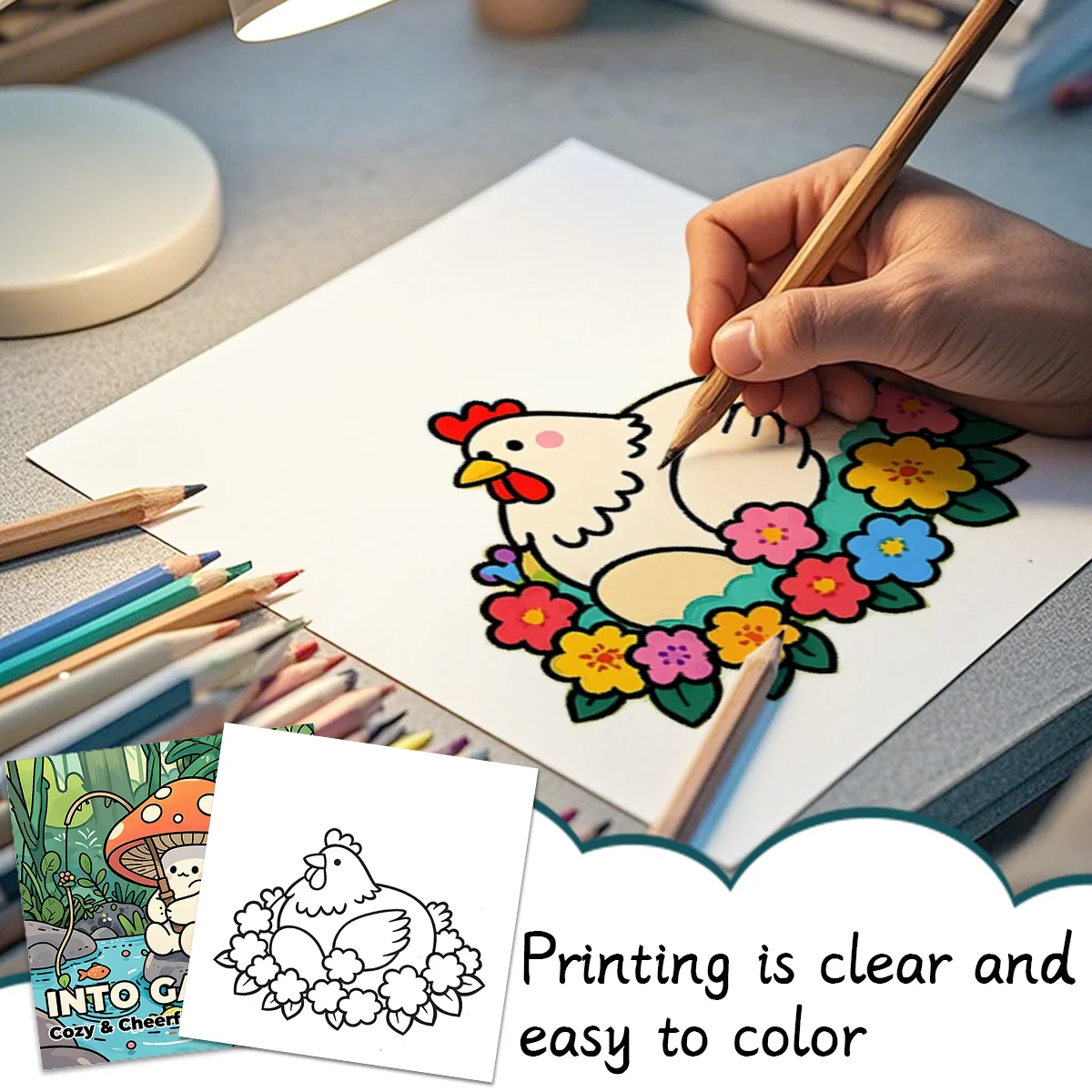 Relaxing Garden Coloring Book for Adults: Simple Mushroom Patterns & Garden Life - Creative Coloring Experience