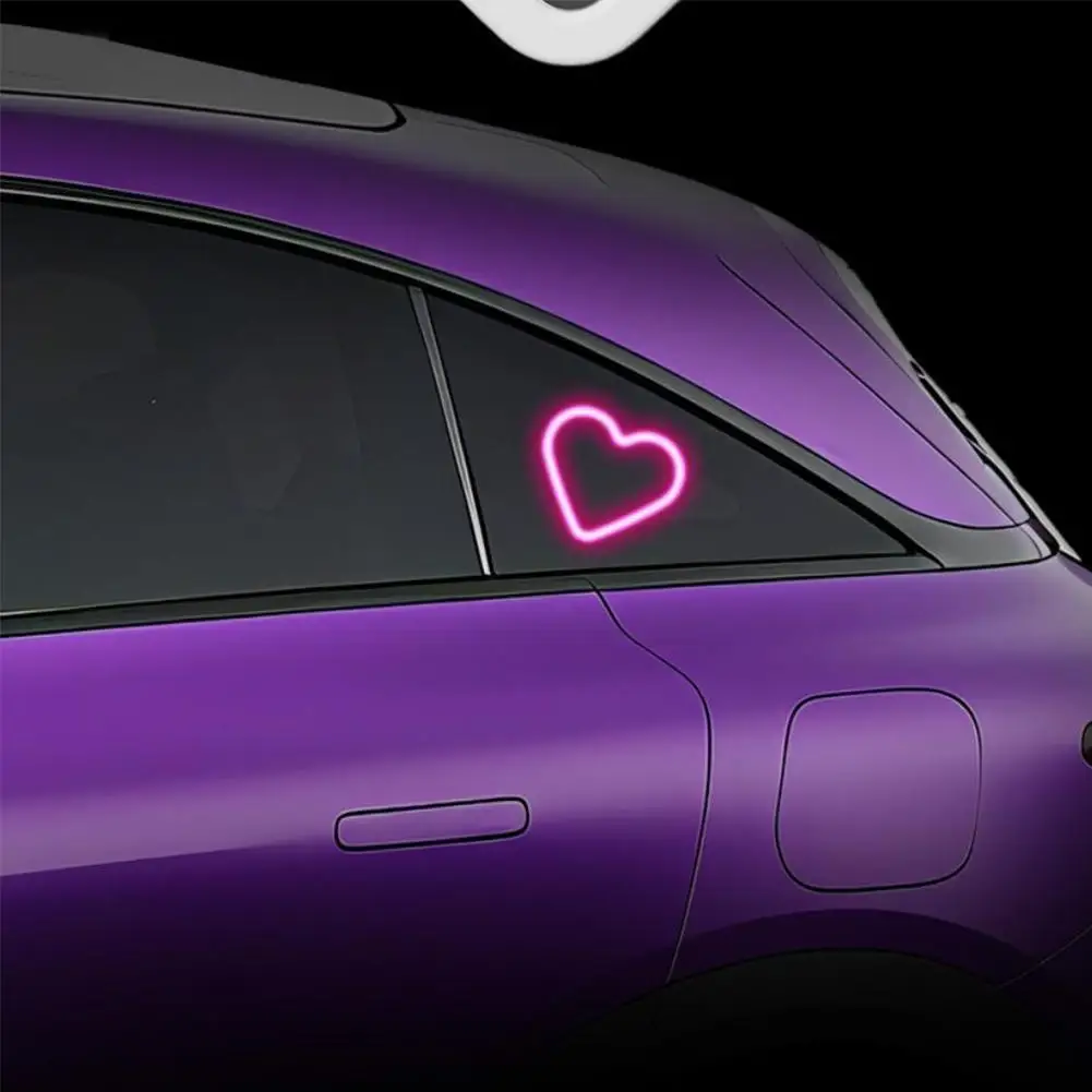 Lampu Atmosfer Cinta 4 Warna Lampu Dekorasi Malam Mobil dengan Suction Cup yang Kuat, Tanpa Kabel Interior, Lampu LED Atmosfer