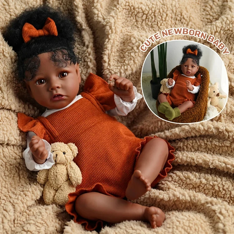 Realistic Reborn Baby Dolls Saria 20'' Black Skin African American Infant Reborn Dolls