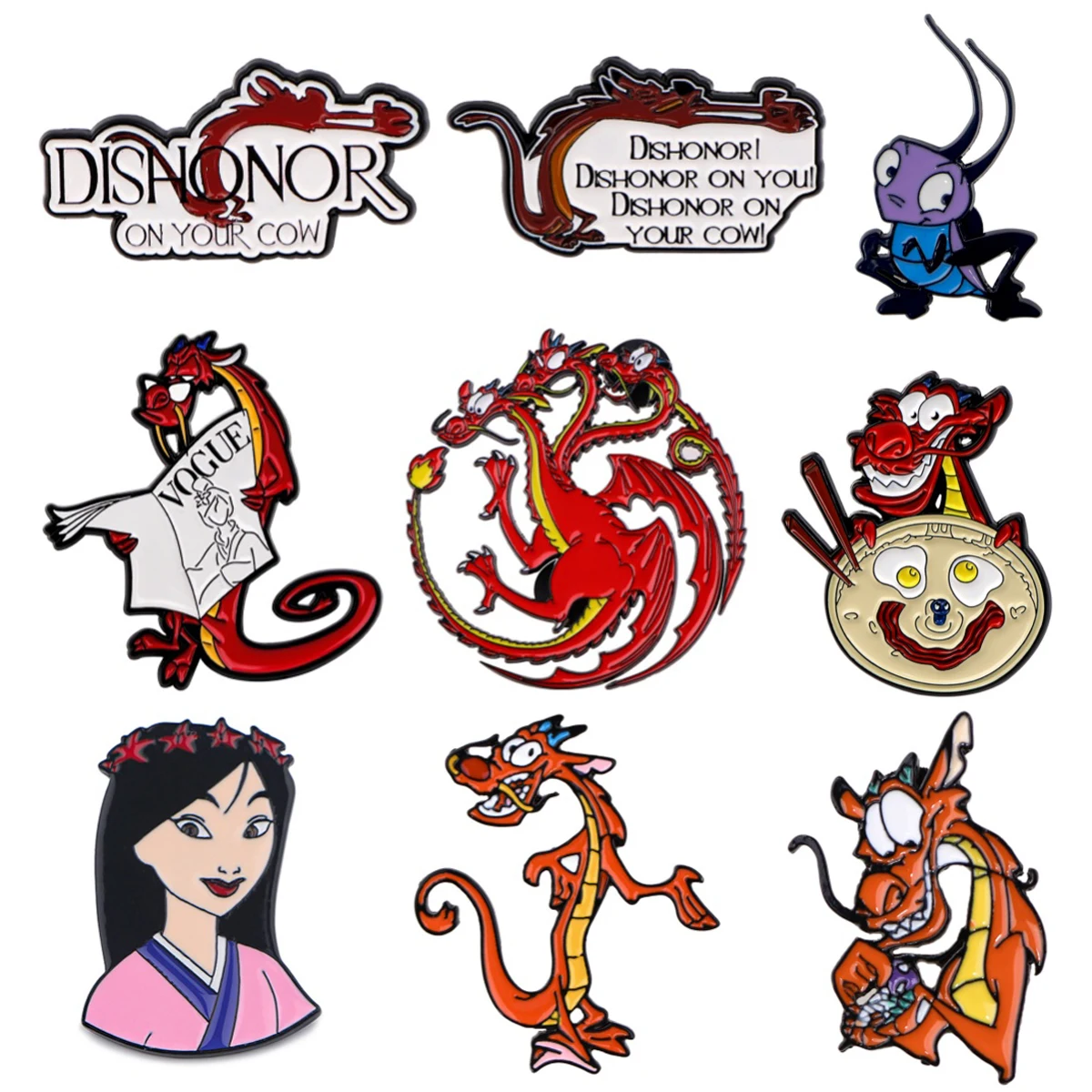 Mushu Dragon Enamel Pin Movie Brooches for Women Lapel Pins Badges on Backpack Clothes Accessories Fashion Jewelry Friends Gifts