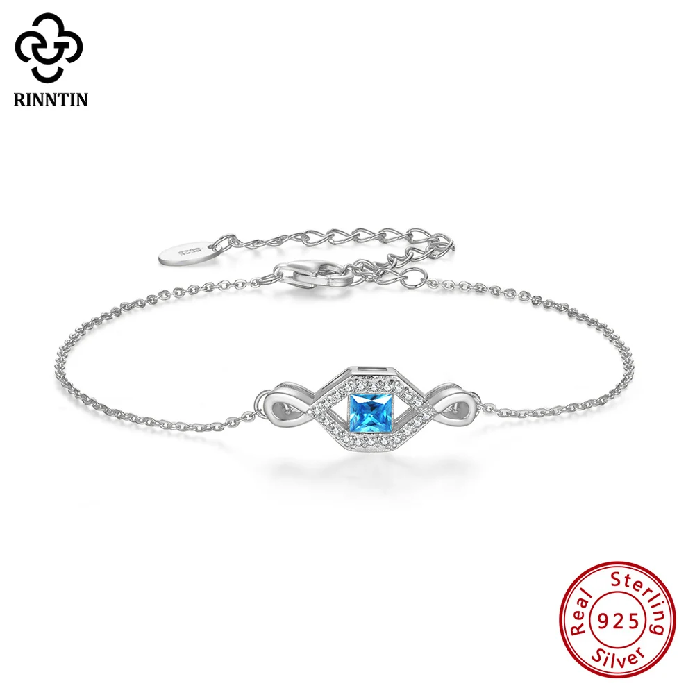 

Rinntin Women Infinity Bracelet 925 Sterling Silver Endless Love Symbol CZ Chain Bracelet Gift for Wife Fine Jewelry SB178