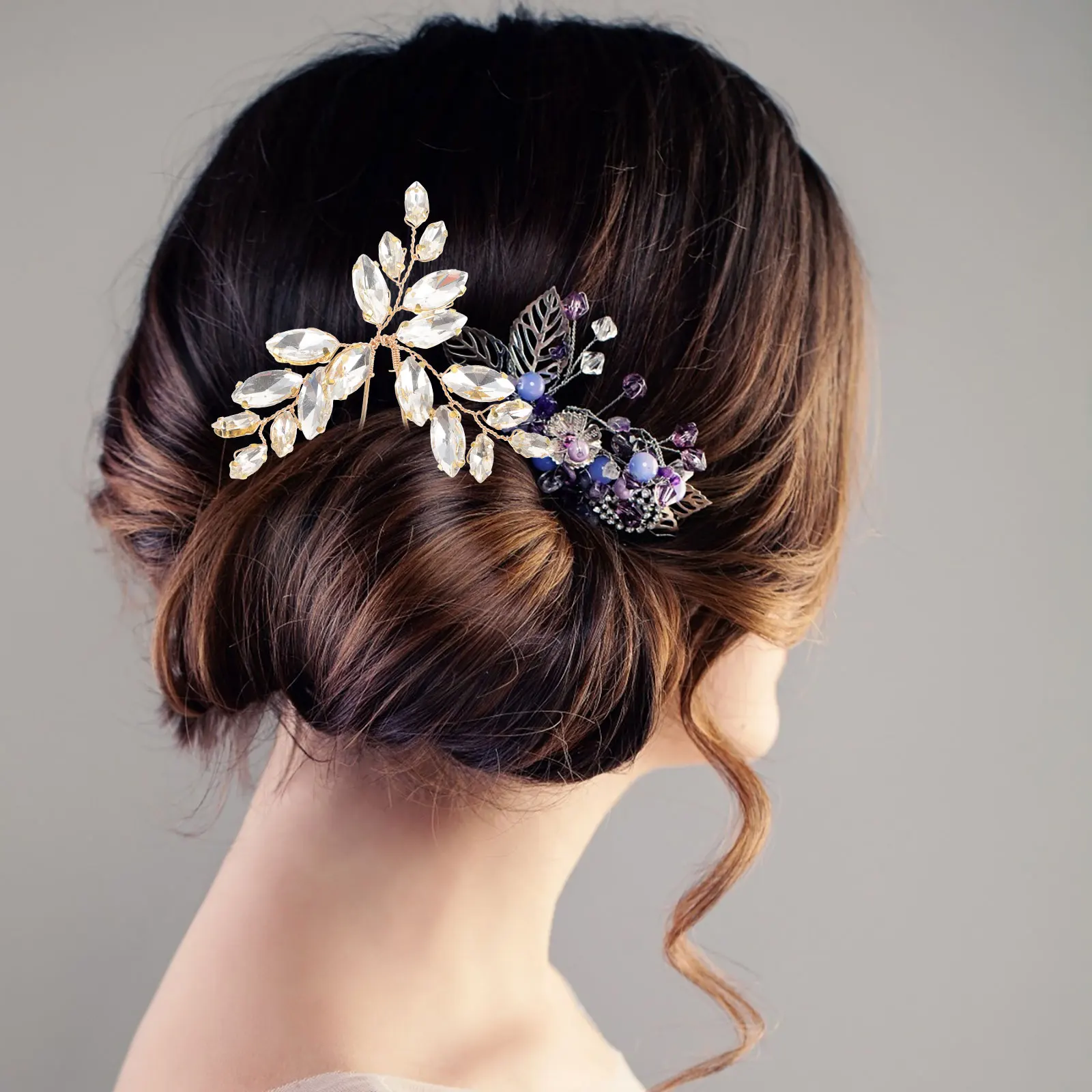 

Bridal Hair Accessories Glass Drill Hairpin Wedding Hairpins Clip Rhinestone Golden for Women Bride