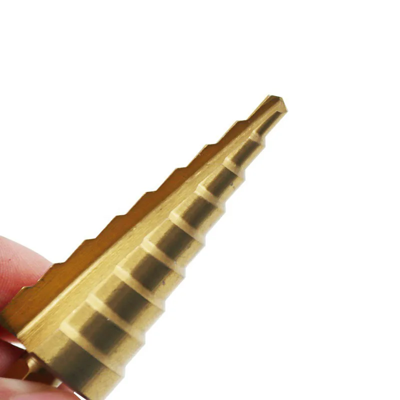 3Pcs 3-12mm 4-12mm 4-20mm HSS Straight Groove Step Drill Bit Titanium Coated Wood Metal Hole Cutter Core Cone Drilling Tools Set