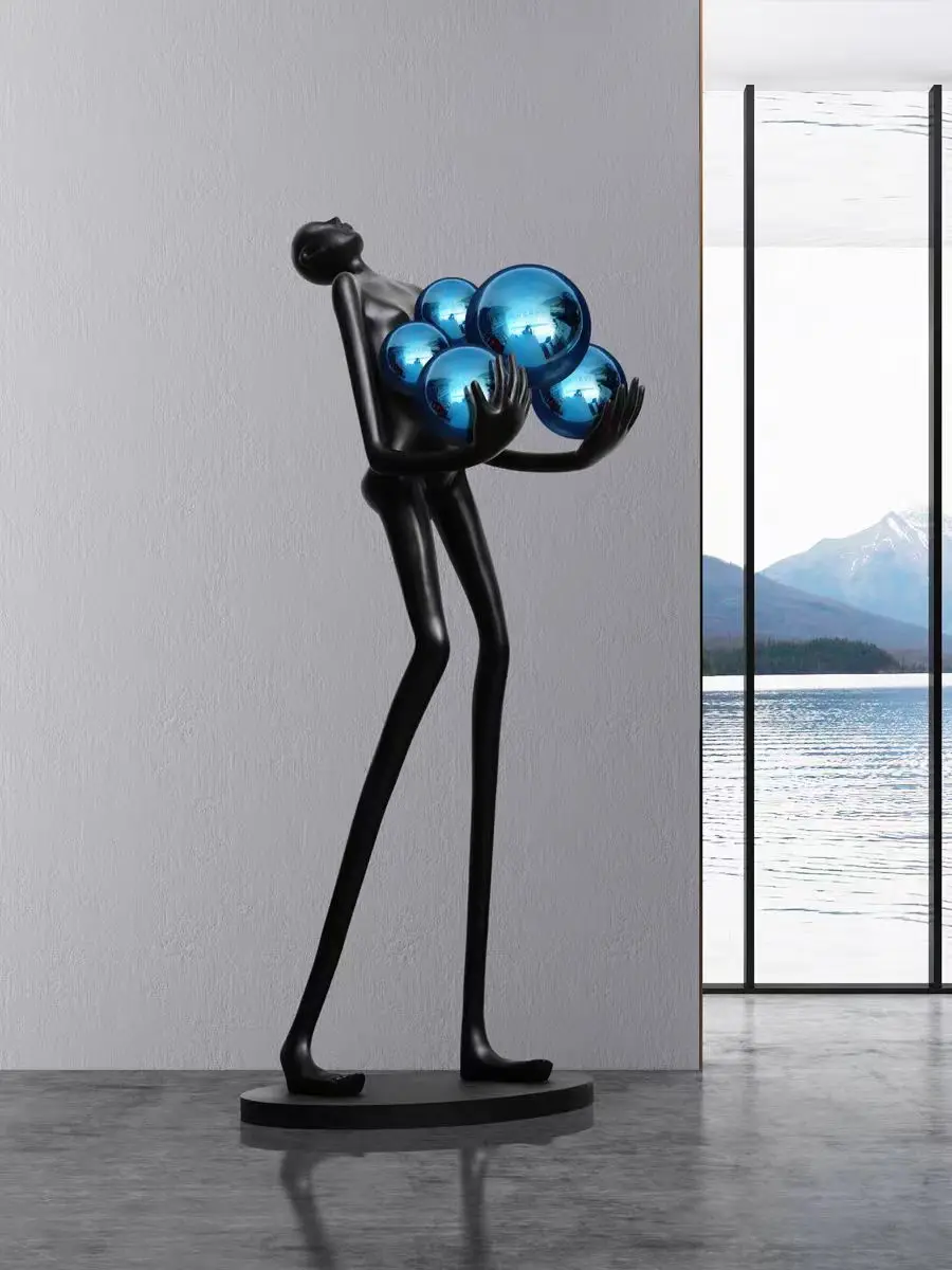 *flo Creative Human Shaped Large Floor Sculpture for Living Room Decor Resin Crafts Woman with Balls