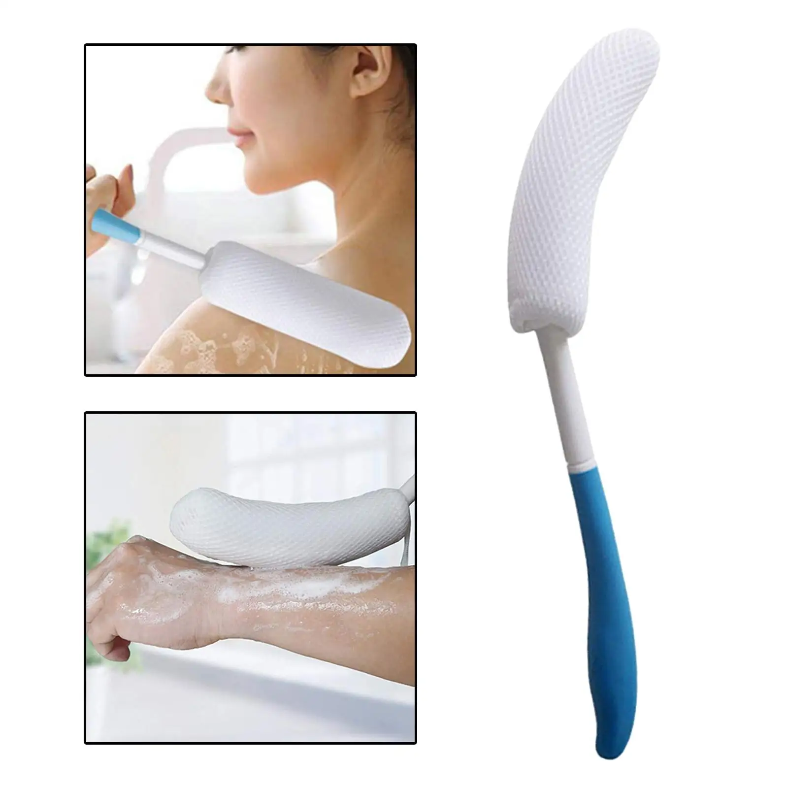 15.35 inch Back Bath Brush for Shower Lotion Applicators with Long Handle Improve Skin\'s Health Wet or Dry Brushing