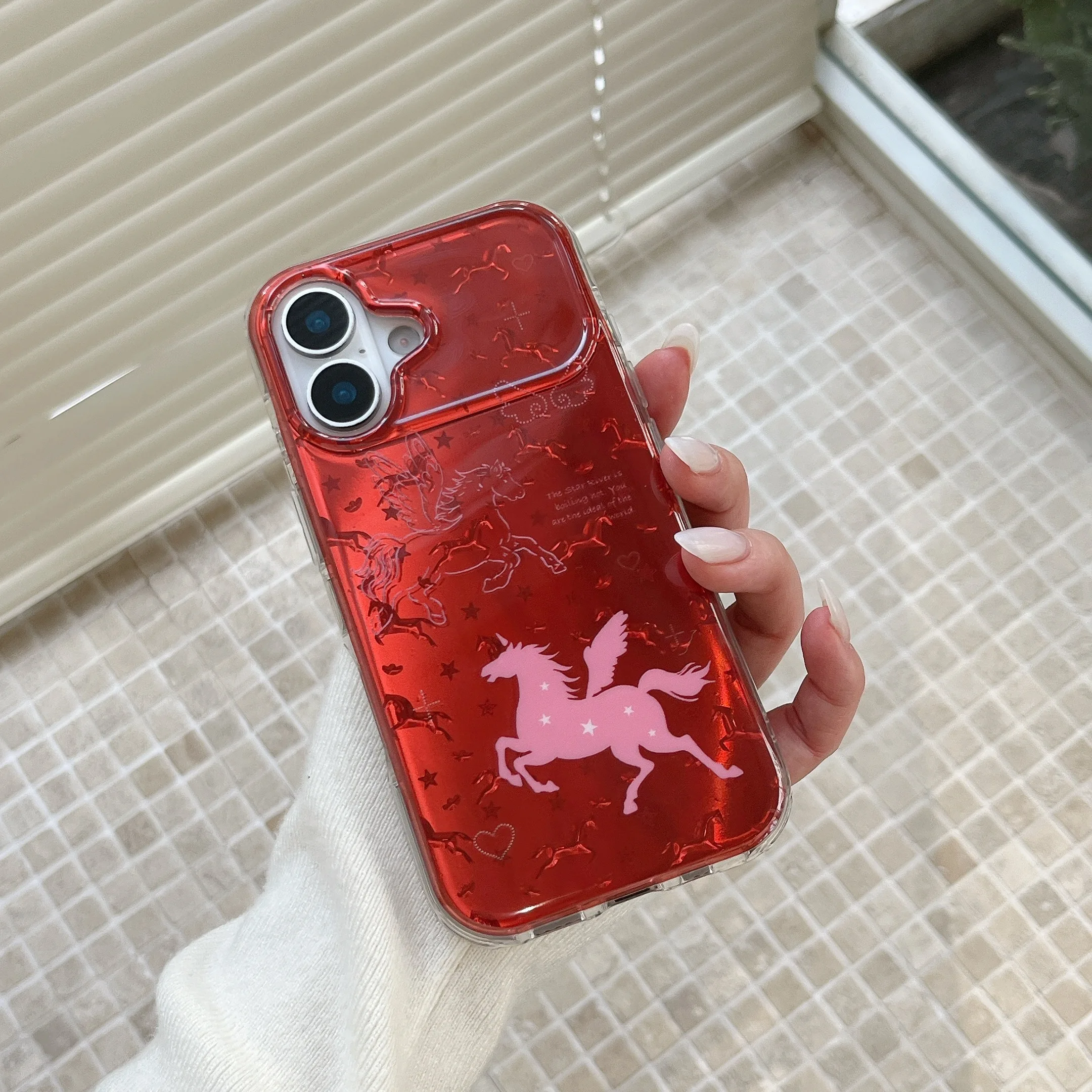 حافظة هاتف سحرية مجنحة يونيكورن نابضة بالحياة باللون الأحمر الغريب على شكل نجمة وقلب لهاتف آيفون 17 16 15 14 13 Pro Max غطاء هاتف خلفي كابا #3