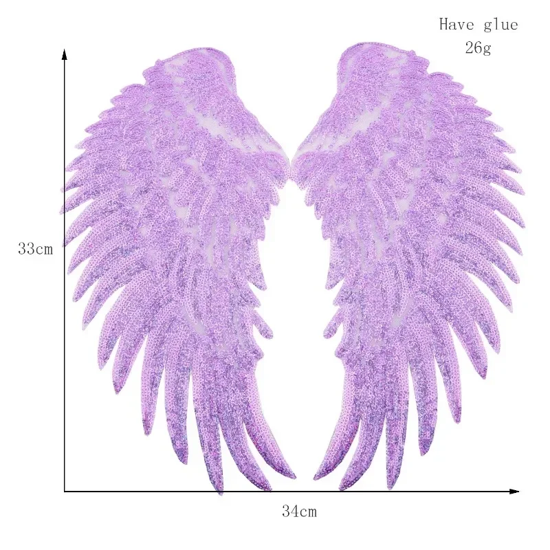 1 Pair Large Sequin Wing Patch Sequins Angel Wings Patches Sewing Patches for Clothing Feather Patch for T-shirt Dress Hoodies