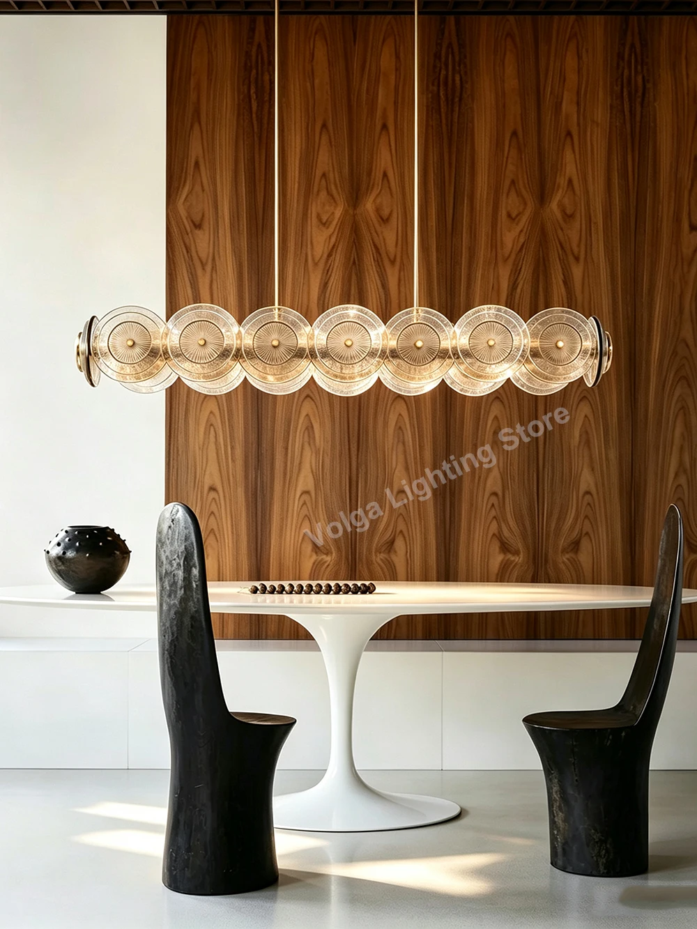 Home Upgrade Postmodern Clear Glass Pendant Light Top Quality Designer Dining Room Round Glass Chandelier Gold Lampen Lamparas