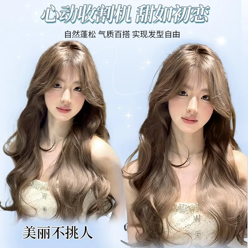 Synthetic Wig Women Milk Tea Grey Brown Wavy Long Glamour Daily Vibe Big Curls Cosplay Costume Party Natural Look