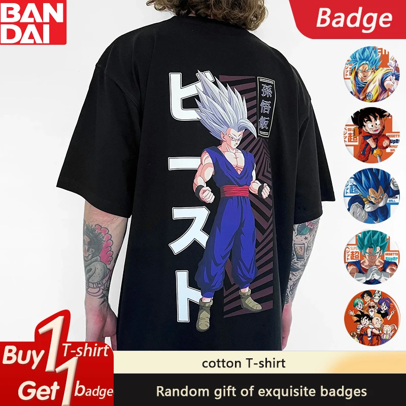 

Dragon Ball GOKU Vegeta Anime Peripheral Short Sleeve Summer Loose Comfortable Harajuku Men's and Women's Cotton T-Shirts Ins