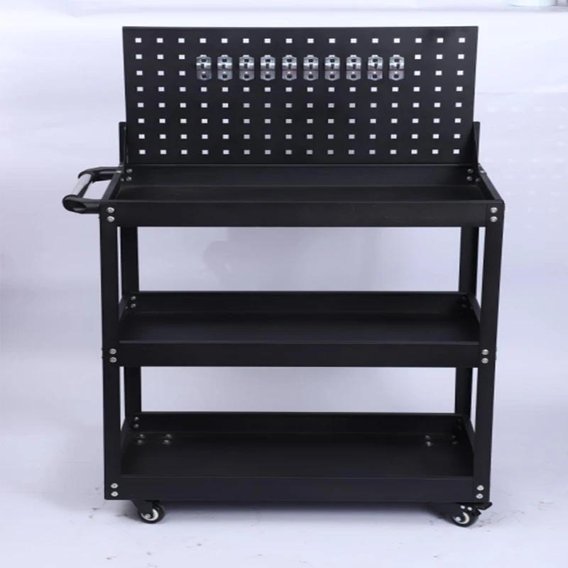 Mechanical Workshop Tools with Wheels, Tool Carts 3-layer Mobile Tool Car, Multifunctional and Heavy-duty Auto Repair Parts Car