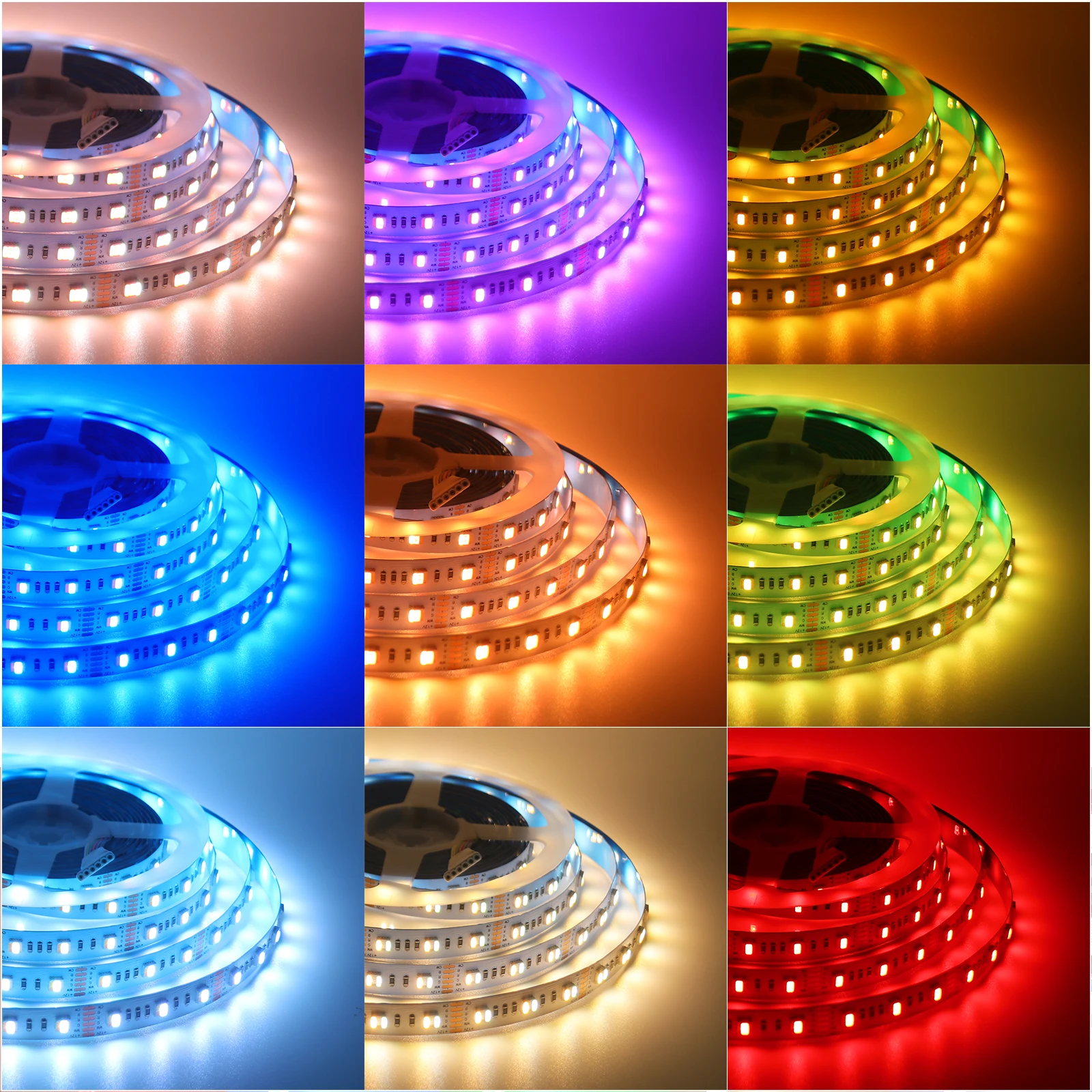 Tira de luces LED RGB CCT, cinta Flexible de 12V y 24V, en 1 5 colores, Chip SMD 5050, 60, 96 LED/M