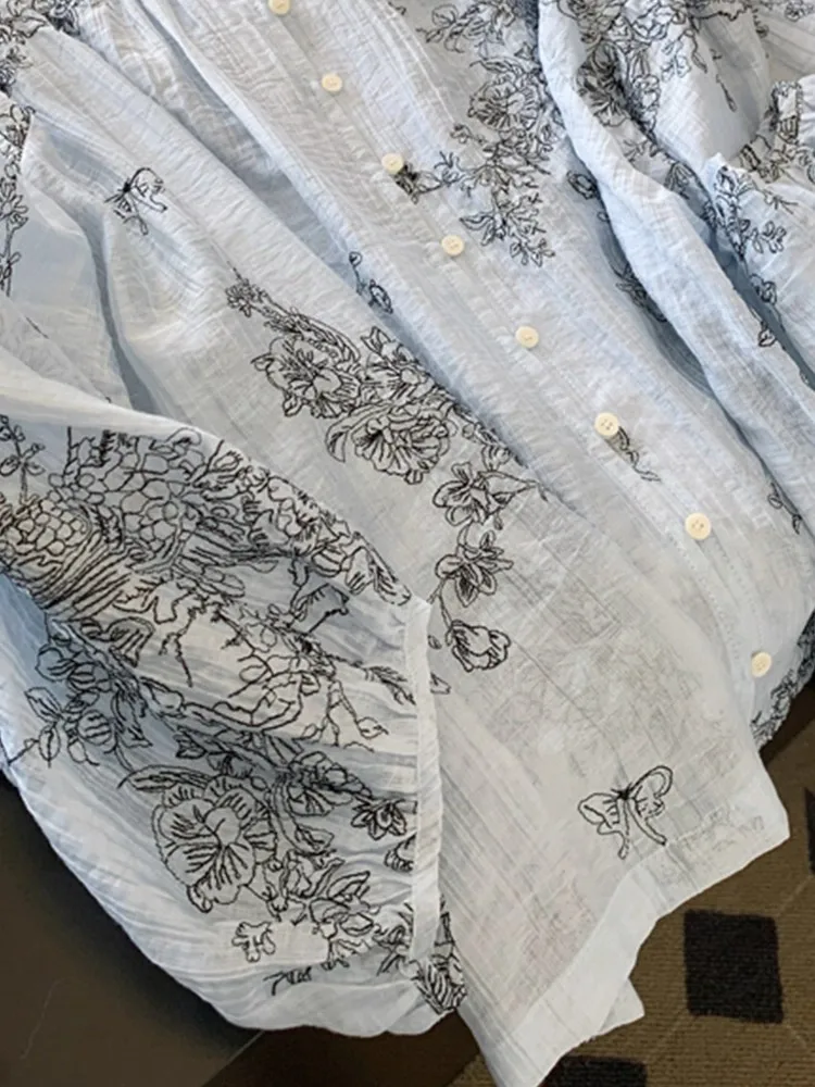 플로럴 프린트 블라우스 여성 긴팔 루즈핏 블라우스 가을 신상 셔츠 패션 탑 캐주얼웨어