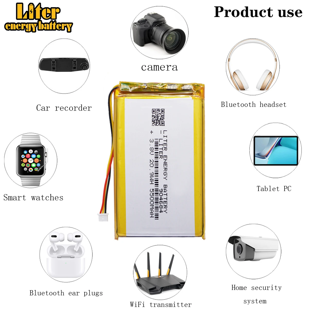 904684 5500mah 3.8V rechargeable li-polymer battery for GPS PDA Recreational machines RG406V Game console