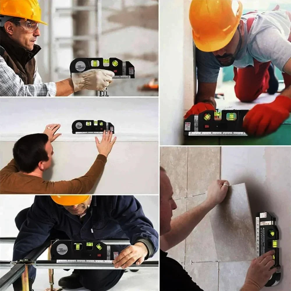 Easy to Use Laser Level Line Tool Multipurpose Laser Level Kit Standard Cross Line Lase 8 Feet Measure Tape Ruler image 4