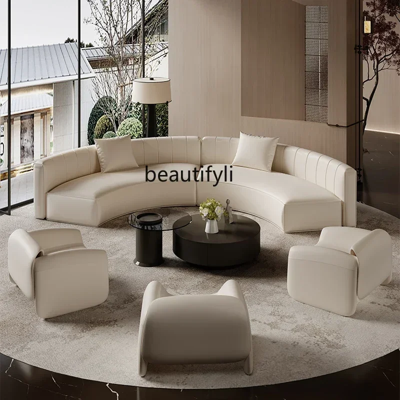 Semicircular curved special-shaped sofa, resting area, reception office, beauty salon, meeting guests in the lobby