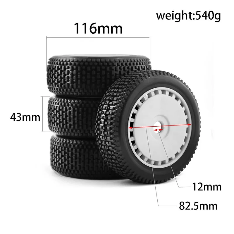 4pcs 116mm 1/8 RC Off-Road Buggy Tires Wheel 17mm Hex for ARRMA Trxs Redcat Team Losi Kyosho VRX HPI WR8 HSP Hobao 1:8 RC Car