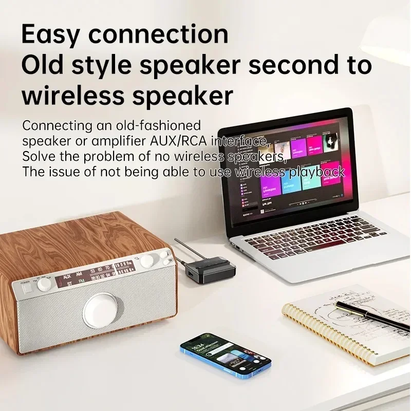 Ricevitore Bluetooth 5.3 Amplificatore audio stereo ad alto volume a adattatore wireless senza perdita Bluetooth per funzione NFC Alta fedeltà per auto